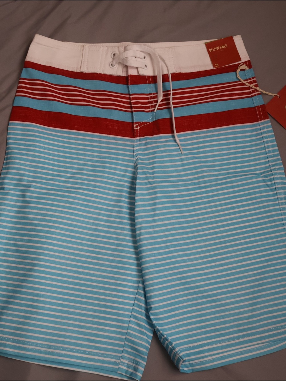 Mossimo Supply Co. Blue & Red Striped Swim Shorts Size 28